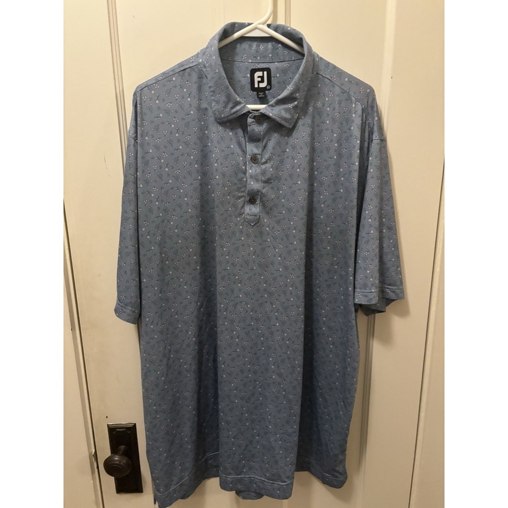 FootJoy FJ Golf Polo Shirt Mens  XXL Grey Pink Floral